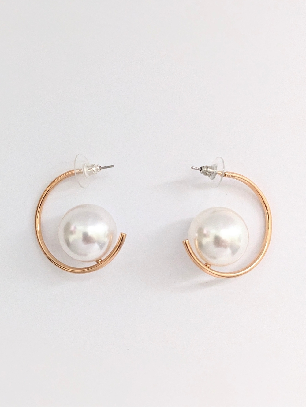Pearl Accent Hoop Earrings